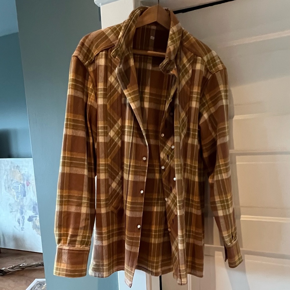 Vintage Wool Plaid Button-Up Shirt